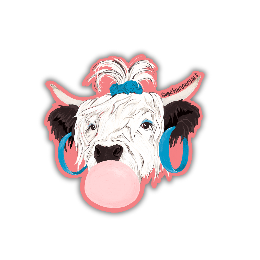 Linda the 80's Cow Sticker