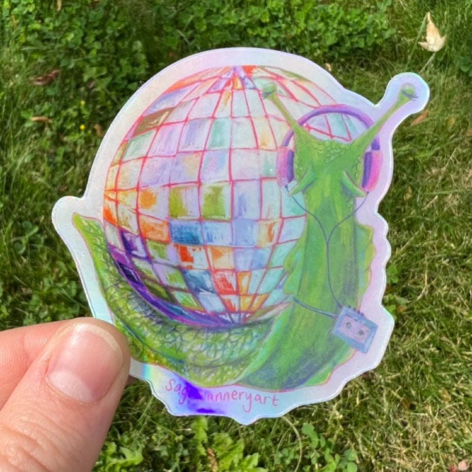 Disco Snail Holographic Sticker