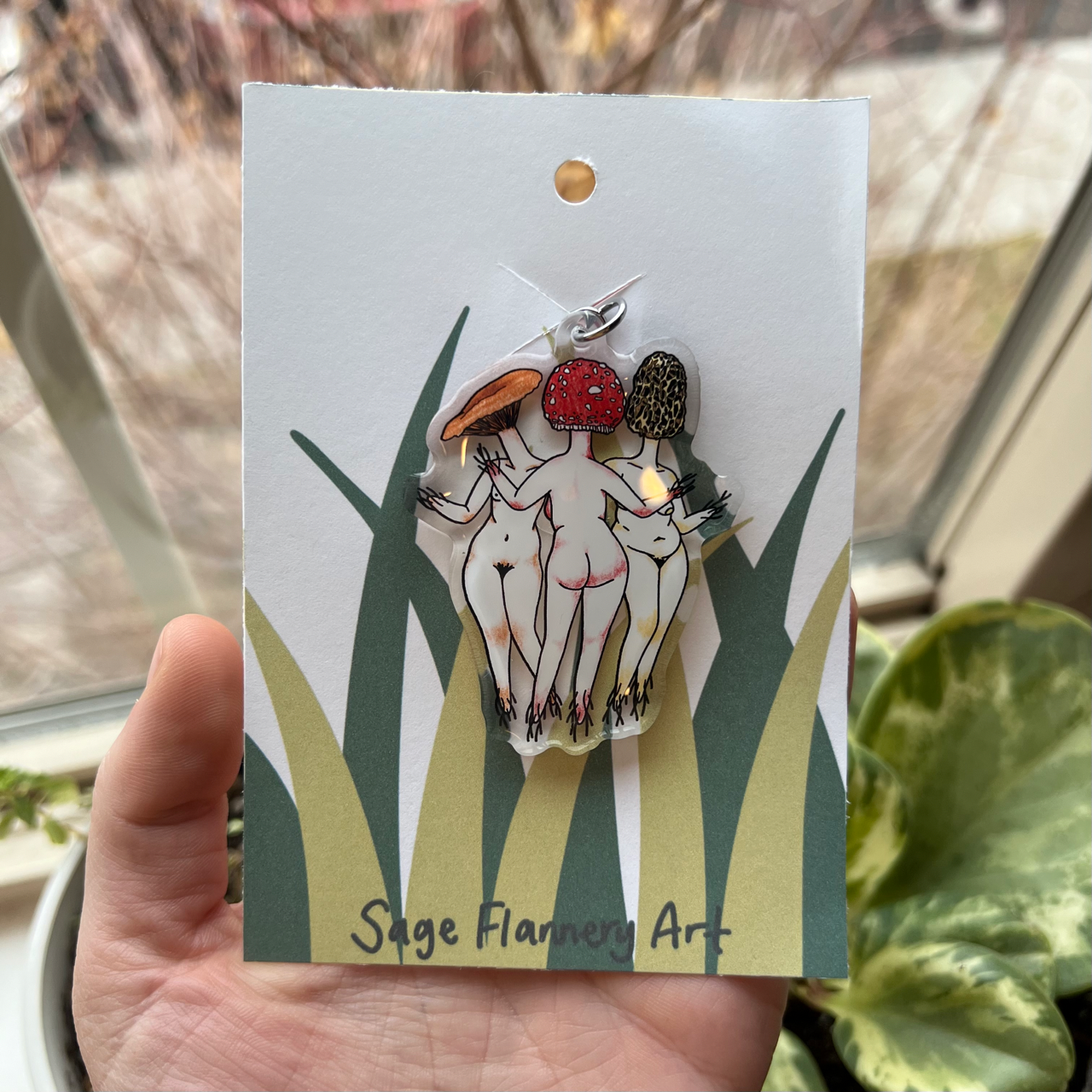 Mushroom a Trois Keychain