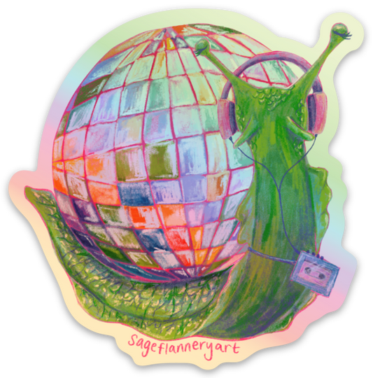 Disco Snail Holographic Sticker