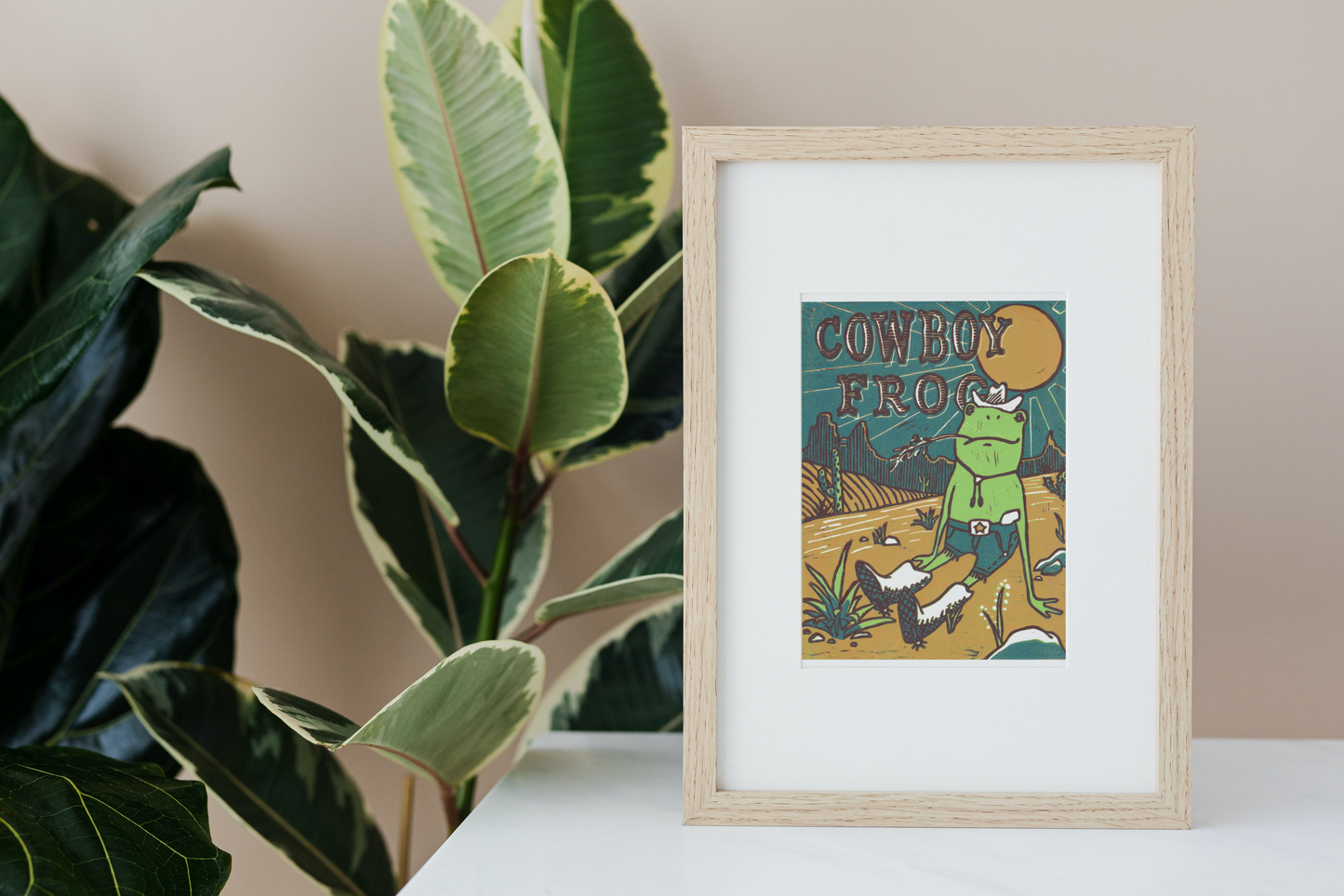 Cowboy Frog Reproduction Print