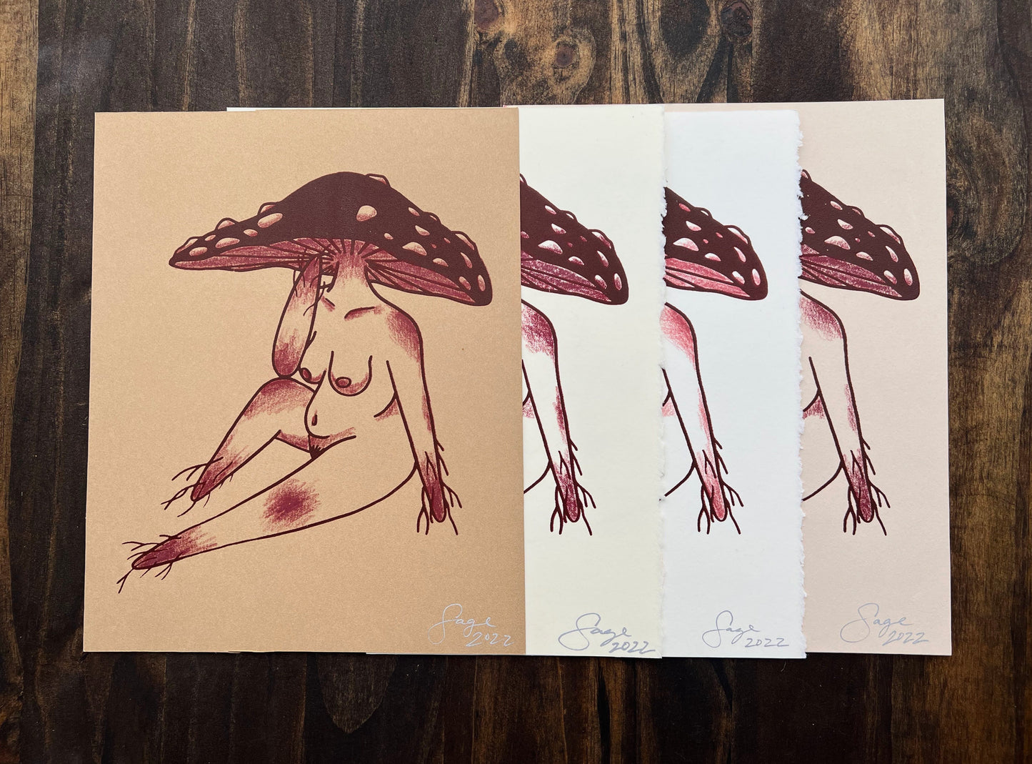 Mushroom Lady Handmade Print