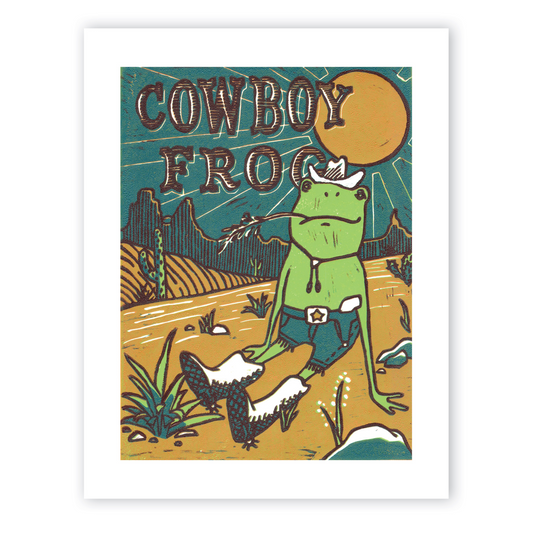 Cowboy Frog Reproduction Print
