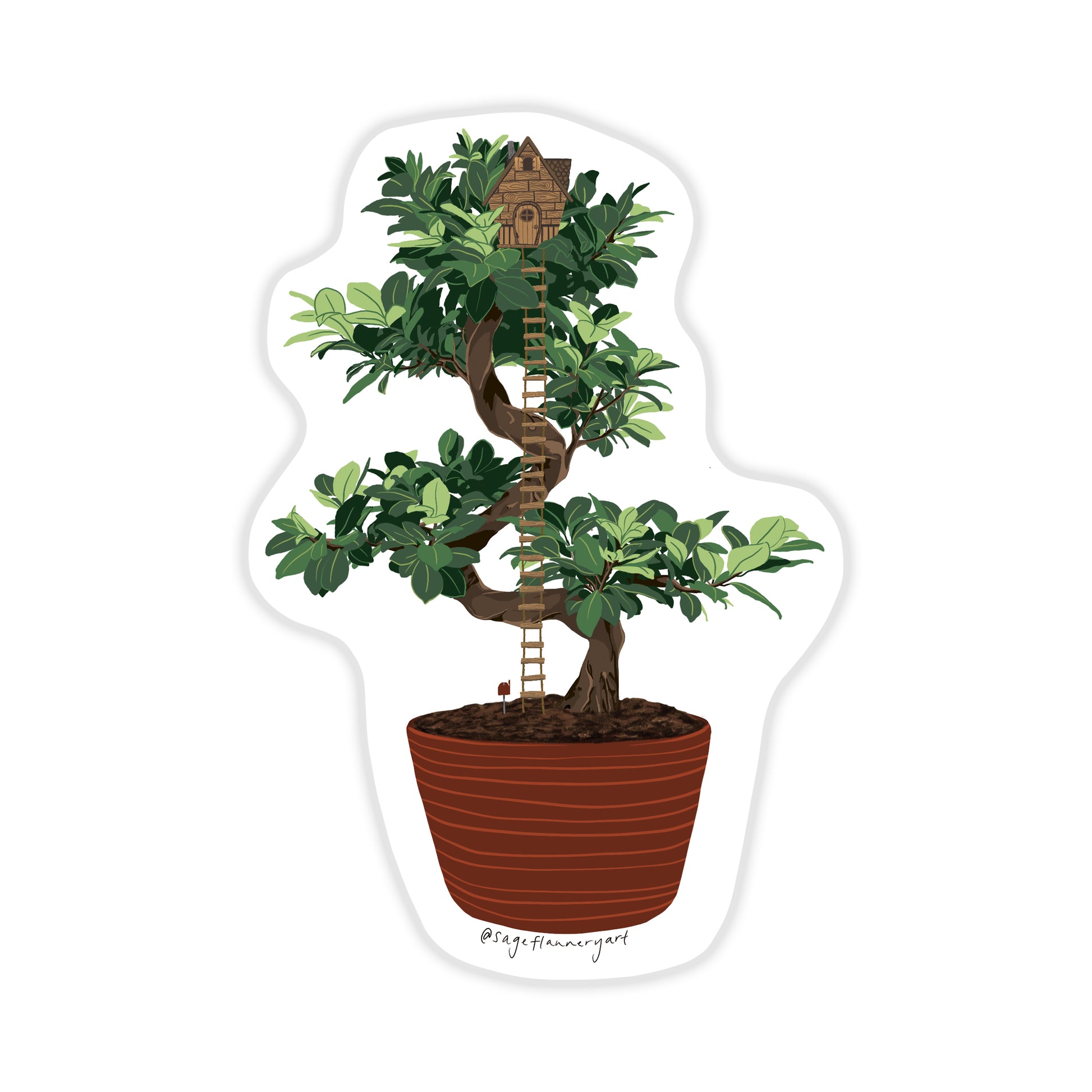 bonsai tree sticker Bonsai Treehouse Sticker – Sage Flannery